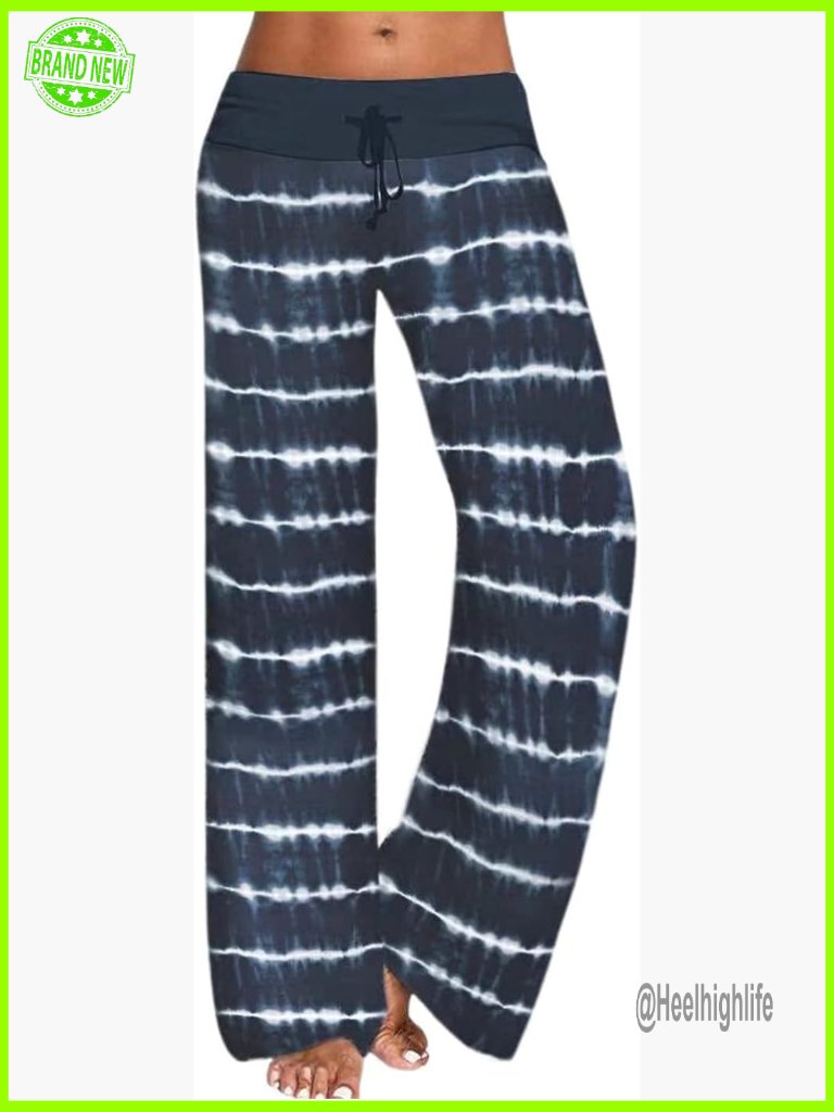 Floral Wide Leg Lounge Pants With Drawstring Waist, Lightweight Stretch Fabric